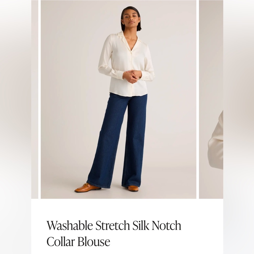 Washable Stretch Silk Notch Collar Blouse NWOT